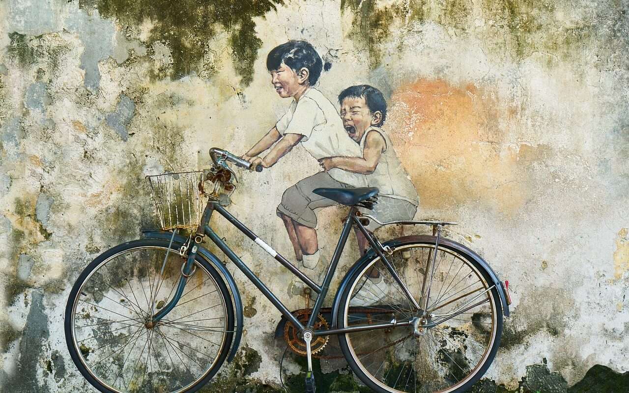 bicycle, cool backgrounds, children